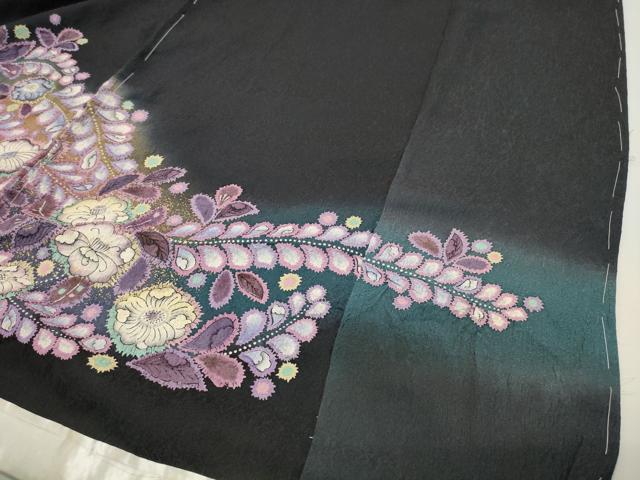 平和屋着物●豪華振袖 辻が花 絞り 黒地 金彩 仮絵羽 逸品 未使用 CABD9138gh