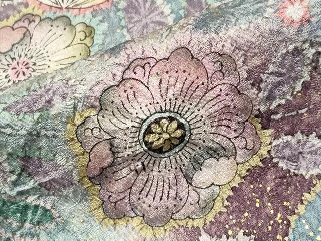 平和屋着物●訪問着 辻が花 絞り 暈し染め 金彩 正絹 逸品 CABD9146gh