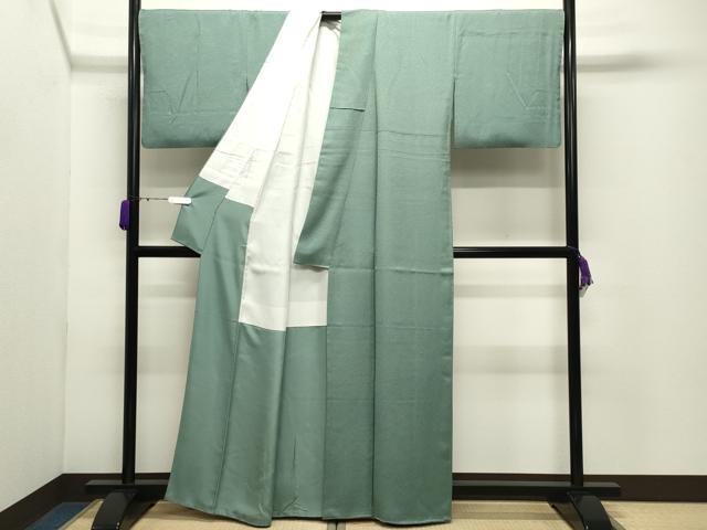 平和屋着物●上質な色無地 荒川東海 紋意匠 柳染色 正絹 逸品 CABD9171gh