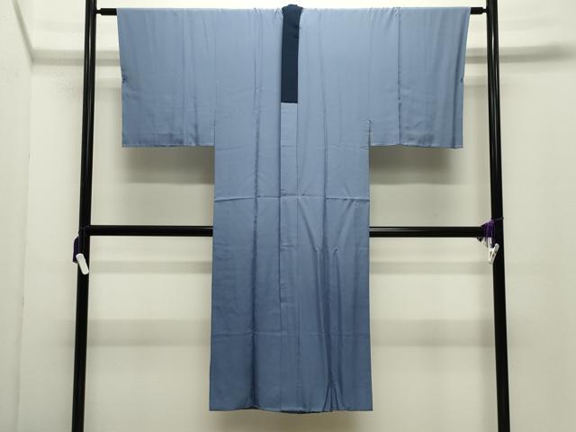 平和屋着物●男性 紬 アンサンブル・長襦袢セット 色無地 青藍色 正絹 逸品 未使用 CABD9179gh