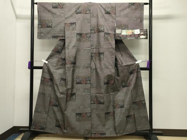 平和屋着物●本場大島紬 色紙草花文 鶴田織物謹製 証紙付き 上代33万 正絹 逸品 未使用 CABD9191gh