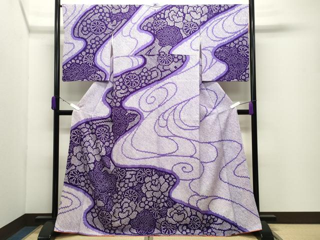 平和屋着物●訪問着　総絞り　流水花文　正絹　逸品　CABD9241gh 平和屋着物○訪問着 総絞り 流水花文 正絹 逸品 CABD9241gh