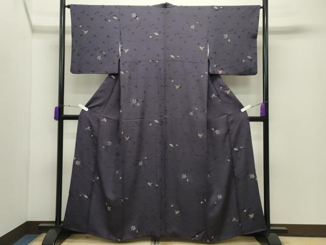 平和屋着物●中国三大刺繍 相良刺繍 小紋 舞葉文 金彩 正絹 逸品 CABD9259gh