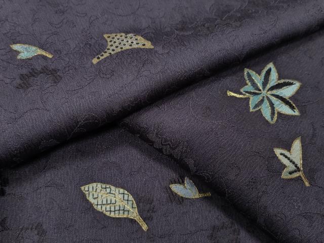 平和屋着物●中国三大刺繍 相良刺繍 小紋 舞葉文 金彩 正絹 逸品 CABD9259gh