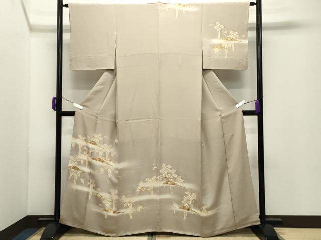 平和屋着物●訪問着 駒刺繍 扇面藤花文 暈し染め 金彩 正絹 逸品 CABD9267gh