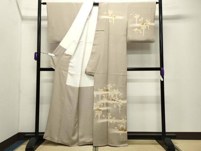 平和屋着物●訪問着 駒刺繍 扇面藤花文 暈し染め 金彩 正絹 逸品 CABD9267gh