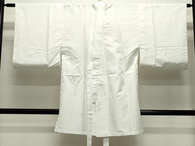 平和屋着物●男性 色紋付 羽織・長襦袢セット 菱花菱地紋 キングサイズ 洗える着物 CABD9276gh