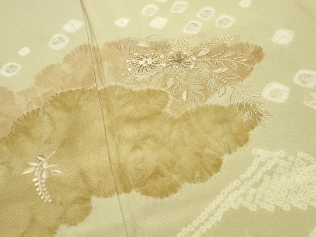 平和屋着物●中国三大刺繍 スワトウ刺繍 訪問着 駒刺繍 辻が花 絞り 金糸 正絹 逸品 未使用 CABD9282gh
