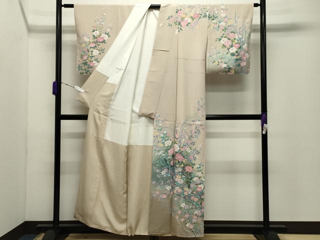 平和屋着物●訪問着 草花文 暈し染め 金彩 正絹 逸品 未使用 CABD9284gh