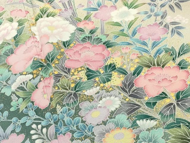 平和屋着物●訪問着 草花文 暈し染め 金彩 正絹 逸品 未使用 CABD9284gh