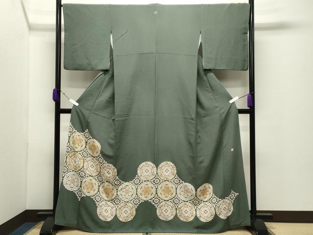 平和屋着物●豪華色留袖 作家物 駒刺繍 正倉院花文 金彩 正絹 逸品 CABD9289gh