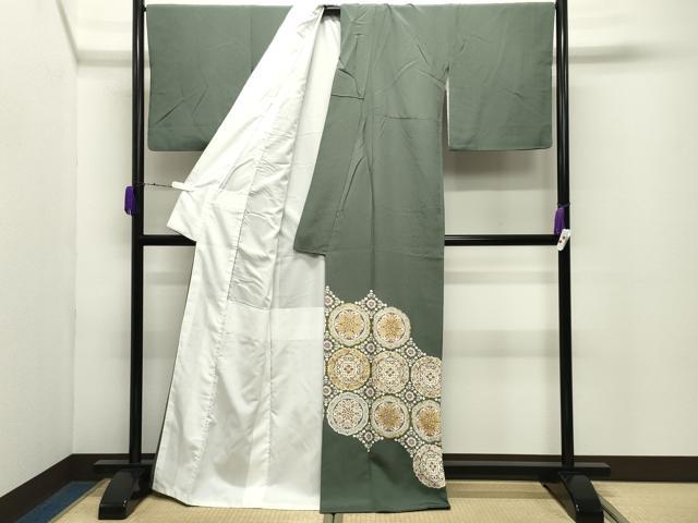 平和屋着物●豪華色留袖 作家物 駒刺繍 正倉院花文 金彩 正絹 逸品 CABD9289gh