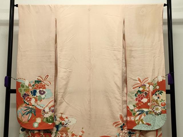 平和屋本店●アンティーク 大正ロマン 振袖 花車飛鶴文 暈し染め 金彩 正絹 逸品 CABD9295gh
