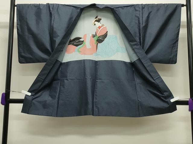 平和屋着物●男性 本場大島紬 アンサンブル 幾何学文様 正絹 逸品 CABD9296gh