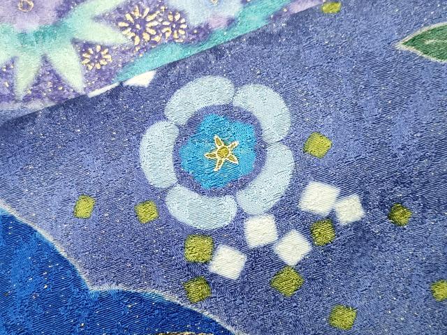 平和屋着物●豪華振袖 駒刺繍 雪輪舞桜文 暈し染め 金彩 金通し地 京都きもの友禅扱い 正絹 逸品 CABD9321gh