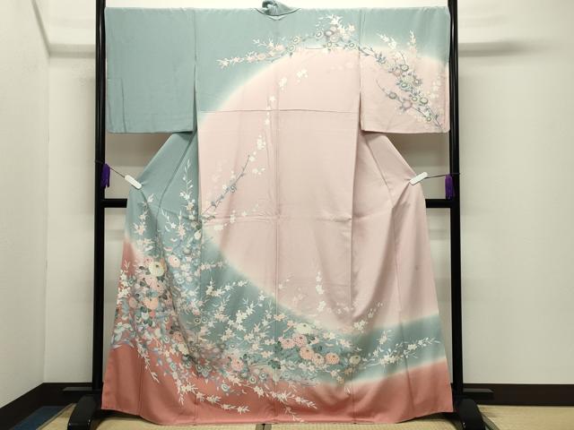 平和屋着物●訪問着 友禅 作家物 枝花文 暈し染め 正絹 逸品 CABD9324gh