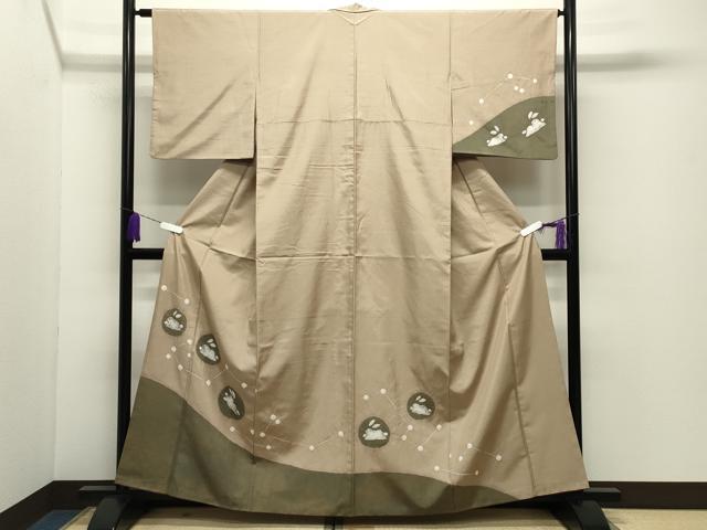 平和屋着物●訪問着 紬地 絞り 跳兎 正絹 逸品 CABD9330gh