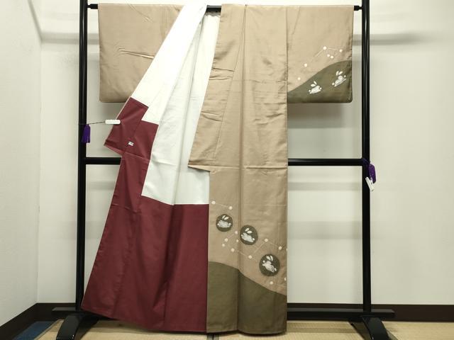 平和屋着物●訪問着 紬地 絞り 跳兎 正絹 逸品 CABD9330gh