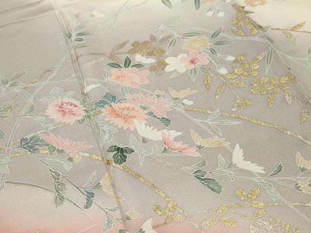 平和屋着物●訪問着 枝垂れ桜花文 暈し染め 金銀彩 正絹 逸品 CABD9335gh