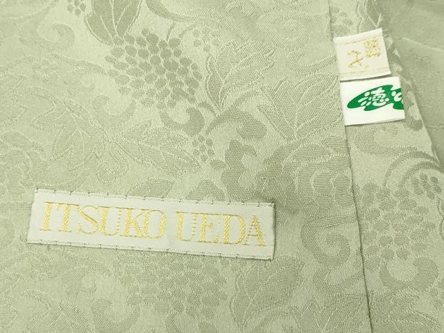 平和屋着物●上質な色無地 花唐草地紋 裏葉柳色 正絹 逸品 CABD9355gh