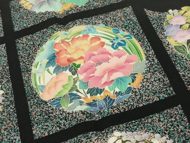 平和屋着物●豪華黒留袖 友禅 作家物 花丸文 正絹 逸品 CABD9370gh