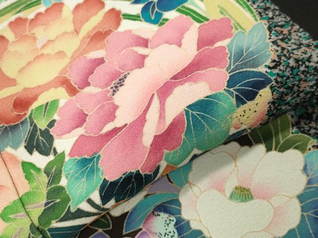 平和屋着物●豪華黒留袖 友禅 作家物 花丸文 正絹 逸品 CABD9370gh