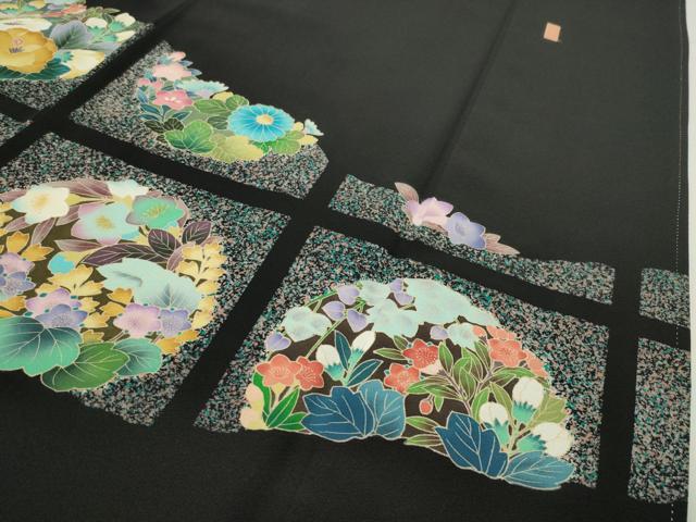 平和屋着物●豪華黒留袖 友禅 作家物 花丸文 正絹 逸品 CABD9370gh