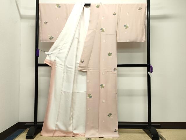 平和屋着物●上質な小紋 色紙銀杏花文 金彩 ロング丈 正絹 逸品 未使用 CABD9374gh