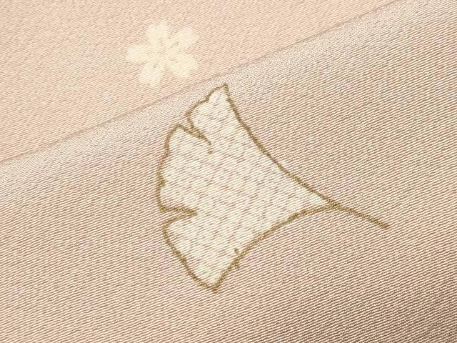 平和屋着物●上質な小紋 色紙銀杏花文 金彩 ロング丈 正絹 逸品 未使用 CABD9374gh