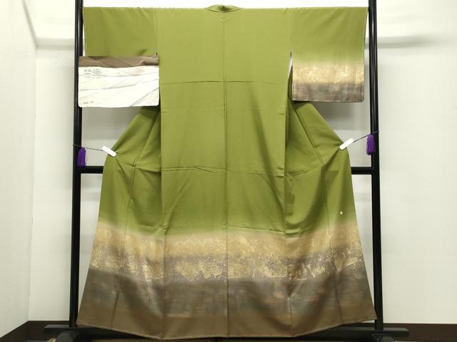 平和屋着物●訪問着 作家物 吉祥文 暈し染め 金彩 反端付き 正絹 逸品 未使用 CABD9377gh