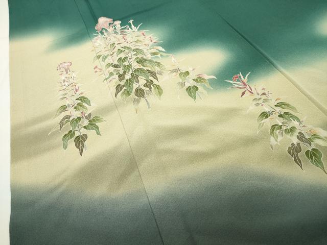 平和屋着物●京加賀友禅 松本健一 訪問着 草花文 暈し染め 正絹 逸品 CABD9379gh
