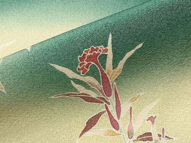 平和屋着物●京加賀友禅 松本健一 訪問着 草花文 暈し染め 正絹 逸品 CABD9379gh