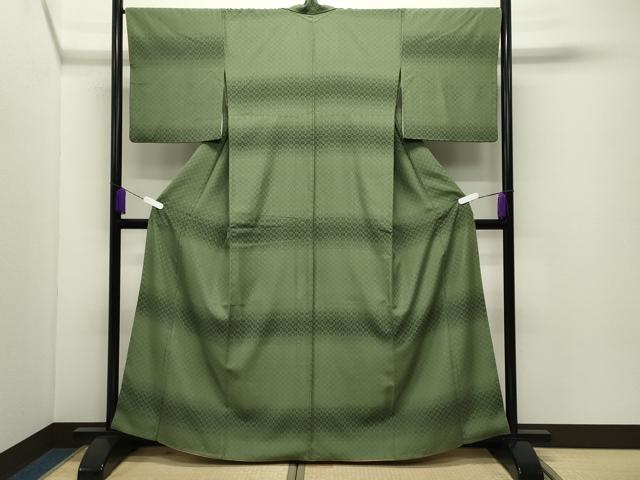 平和屋着物●上質な紬 花織 横段吉祥文 胴抜き仕立て 正絹 逸品 CABD9381gh