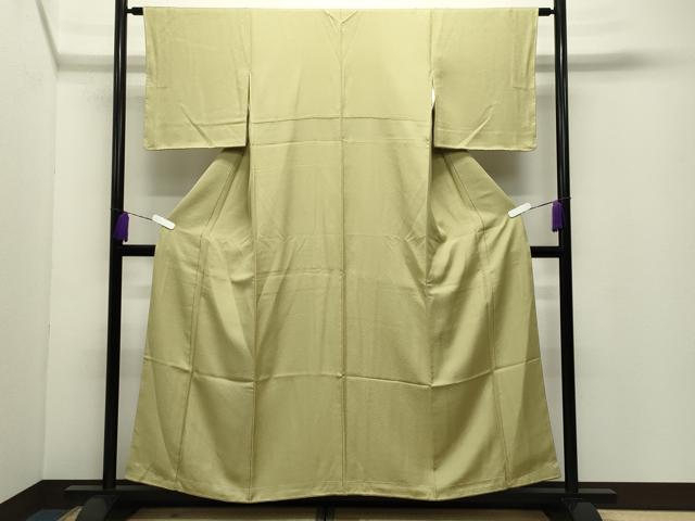 平和屋着物●上質な色無地 紋意匠 枯草色 正絹 逸品 未使用 CABD9382gh