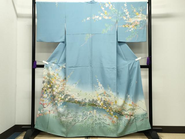 平和屋着物●高級染元 粋峰 林芳夫 京加賀友禅 訪問着 風景花文 暈し染め 正絹 逸品 CABD9388gh