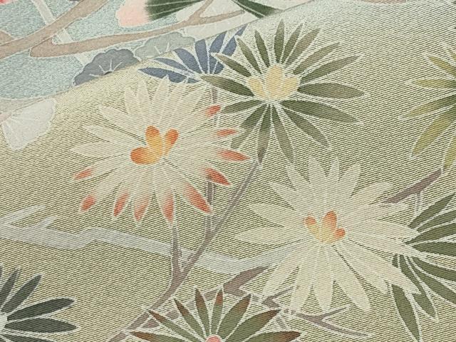 平和屋着物●高級染元 粋峰 林芳夫 京加賀友禅 訪問着 枝松花文 暈し染め 正絹 逸品 CABD9389gh