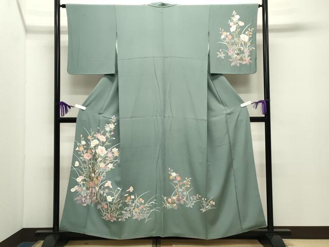 平和屋着物●訪問着 友禅 草花文 正絹 逸品 CABD9402gh