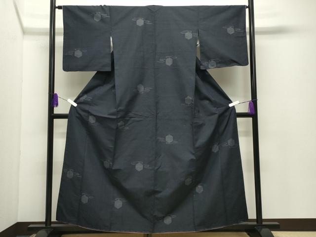平和屋着物●結城紬 80亀甲 飛び亀甲柄 亀甲文 正絹 逸品 未使用 CABD9413gh