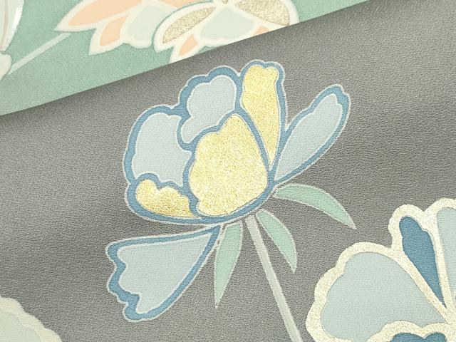 平和屋着物●訪問着 草花文 暈し染め 金銀彩 正絹 逸品 CABD9414gh