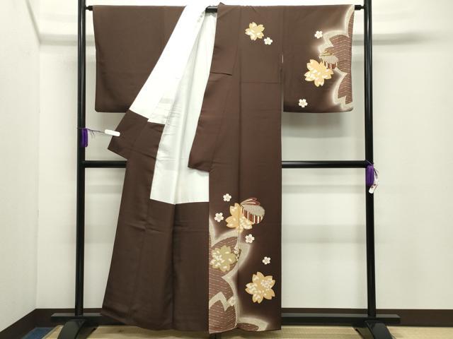 平和屋着物●訪問着 ぽっくり下駄 舞花文 暈し染め 金彩 正絹 逸品 CABD9415gh