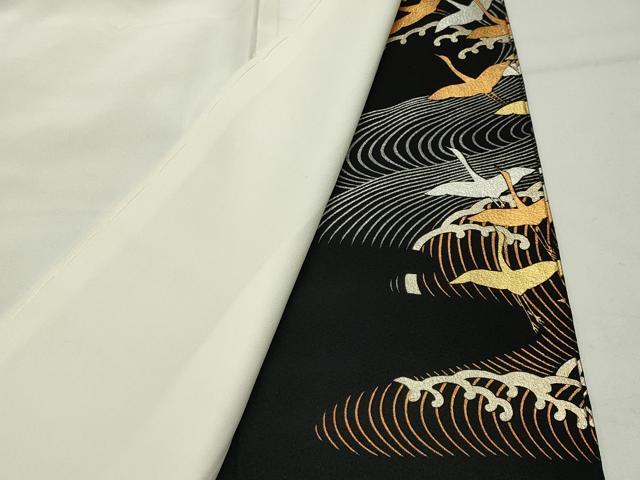 平和屋着物●金彩友禅 卓越技能者・名工・和田光正 黒留袖 立波群鶴文 金銀彩 正絹 逸品 CABD9417gh
