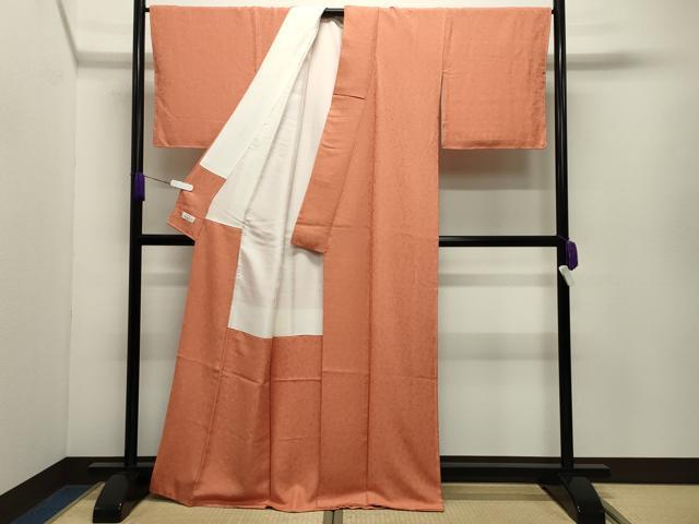 平和屋着物●上質な色無地 草花地紋 黄丹色 やまと誂製 正絹 逸品 未使用 CABD9426gh