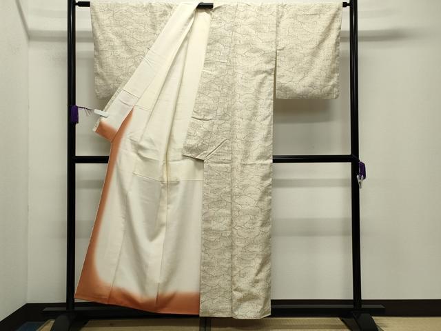平和屋着物●上質な小紋 紬地 松 正絹 逸品 CABD9429gh