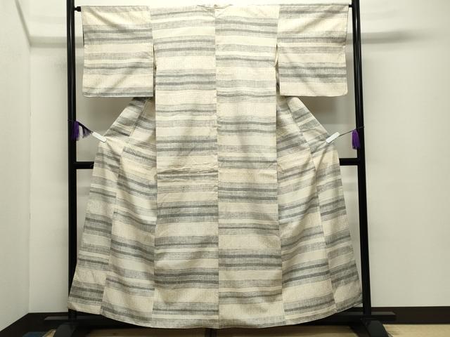 平和屋着物●結城紬 80亀甲 横段文 正絹 逸品 CABD9435gh