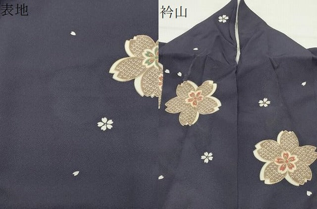 平和屋着物●上質な小紋 舞桜文 正絹 逸品 CABD9440gh