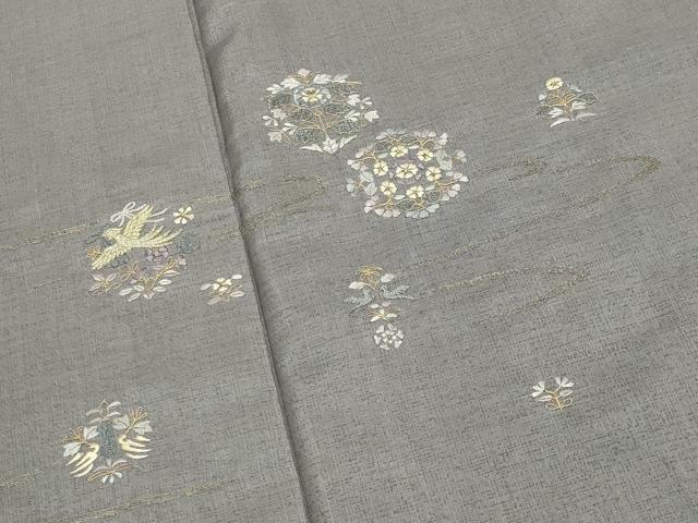 平和屋着物●訪問着 本場縞大島紬 総刺繍 鳳凰草花文 金糸 宮脇廉太郎商店謹製 証紙付き 正絹 逸品 未使用 CABD9445gh