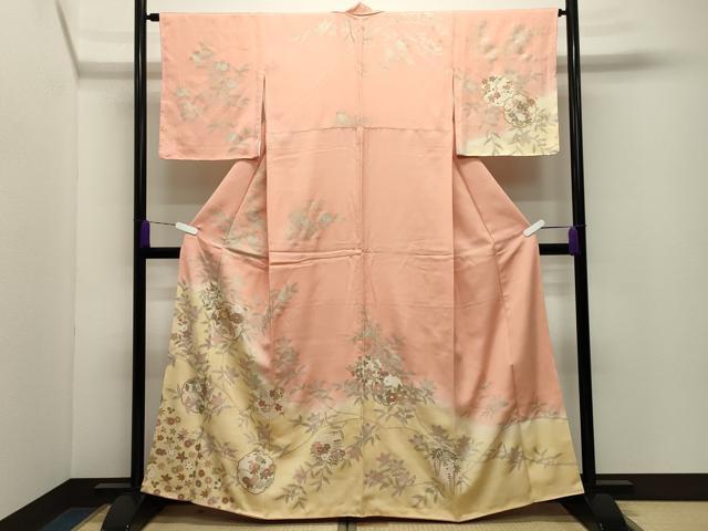 平和屋着物●訪問着 駒刺繍 雪輪花文 暈し染め 金彩 正絹 逸品 未使用 CABD9446gh