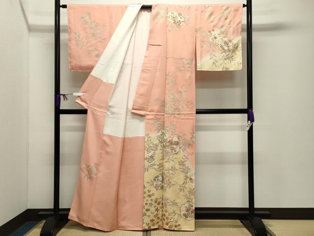 平和屋着物●訪問着 駒刺繍 雪輪花文 暈し染め 金彩 正絹 逸品 未使用 CABD9446gh