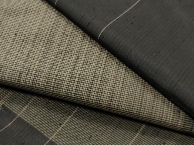 平和屋着物●上質な紬 市松文 正絹 逸品 CABD9462gh