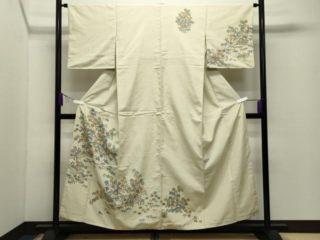 平和屋着物●訪問着 紬地 風景松竹梅文 正絹 逸品 CABD9471gh